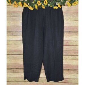 Larry Levine Black Cropped Ankle Linen Blend Pants Size 16 Casual Cargo Pocket